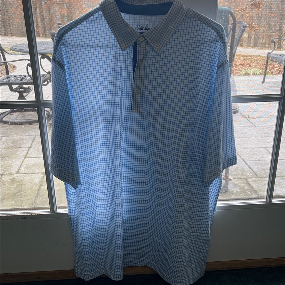 Walter Hagen Blue and White Checkered Polo Shirt